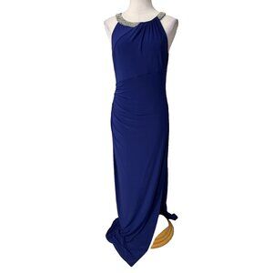 Ralph Lauren Formal Long Dress 10 Blue Sequin Wedding Party Cruise NEW $220
